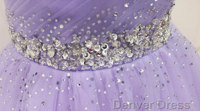 Lovely Light Purple Beaded Short Prom Dress, Off Shoulder Homecoming Dresses