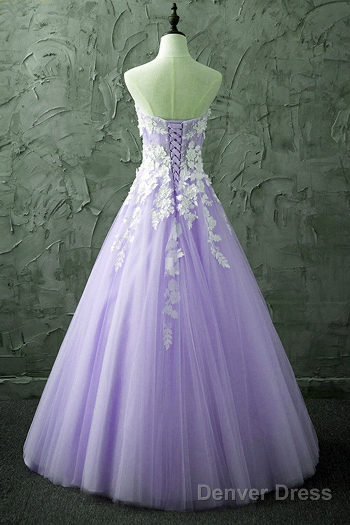 Lovely Light Purple Tulle Sweetheart Prom Gown, Tulle Sweet 16 Dresses Secondary image