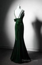 Lovely Low Back Velvet Mermaid Long Prom Dress, Velvet Wedding Prom Dresses