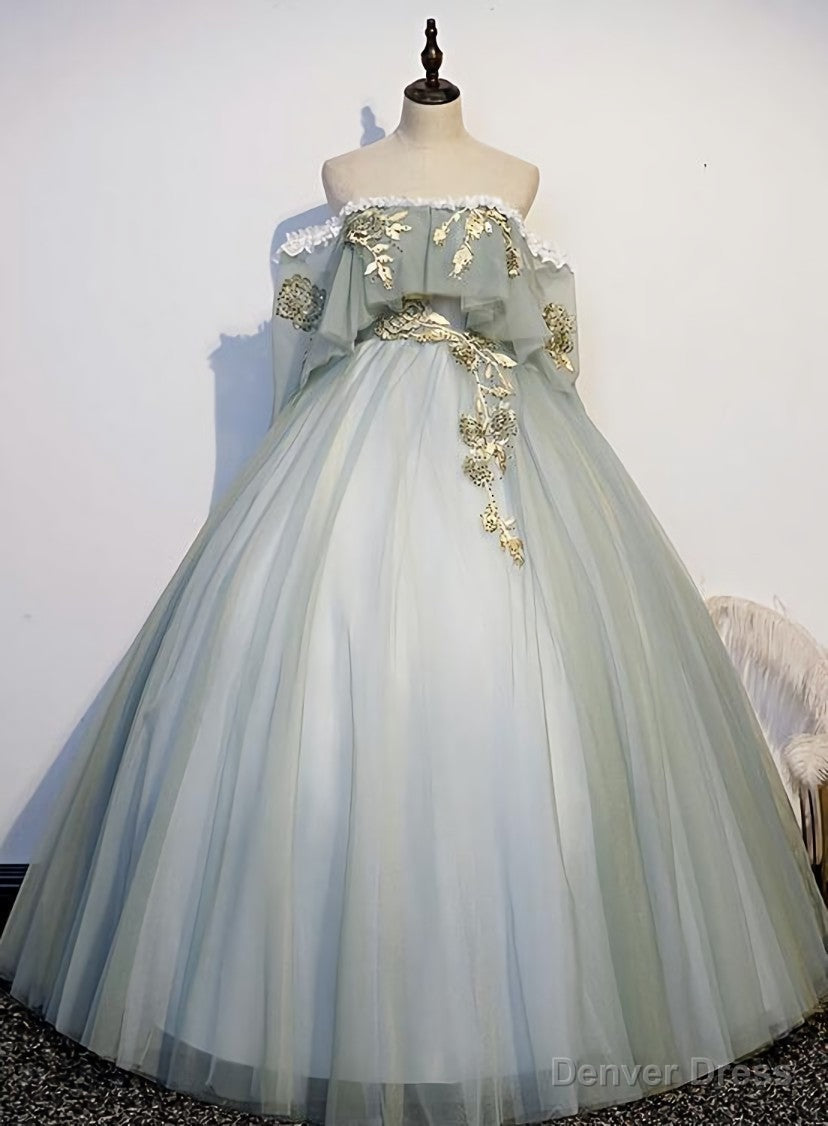 Luxurious Green Long Sleeves Ball Gown,Green Sweet 16 Dress Y6558