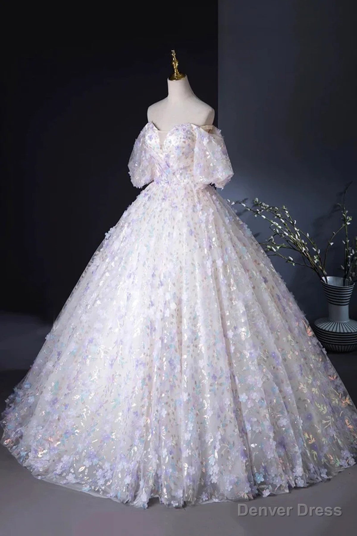 Lovely Off Shoulder Sweetheart Lace Long Prom Dress, Lace Prom Dress