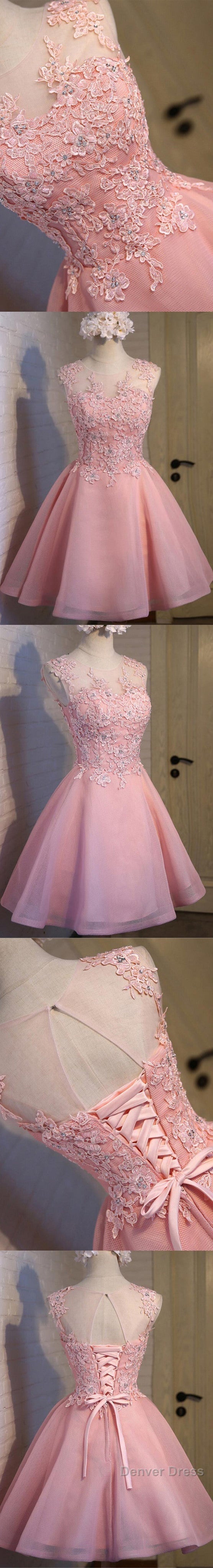 Lovely Pink Appliques Beads Sequins Sleeveless Clairvoyant Outfit Lace Up Back Organza Homecoming Dresses