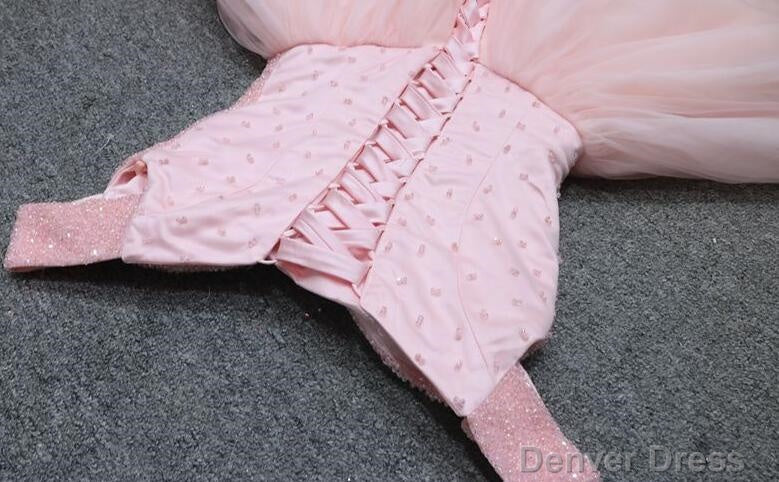 Lovely Pink Off Shoulder Style Princess Tulle Homecoming Dress, Pink Prom Dress