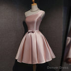 Lovely Pink Satin Short Homecoming Dresses Party Dress, Pink Short Prom Dress