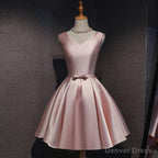 Lovely Pink Satin Short Homecoming Dress Prom Dress, Pink Short Prom Dresses
