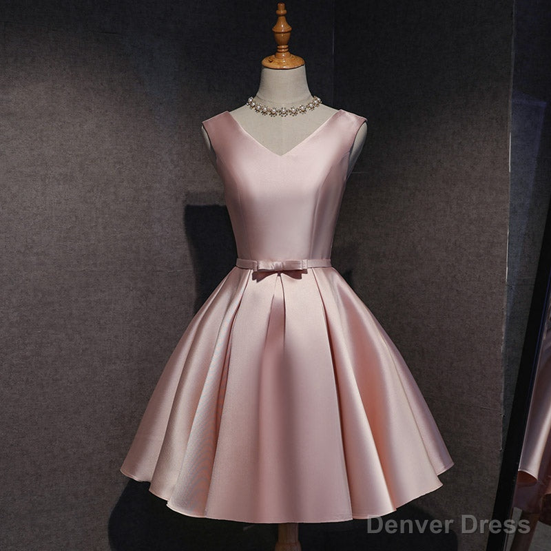 Lovely Pink Satin Short Homecoming Dress Prom Dress, Pink Short Prom Dresses