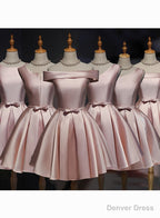 Lovely Pink Satin Short Homecoming Dress Prom Dress, Pink Short Prom Dresses