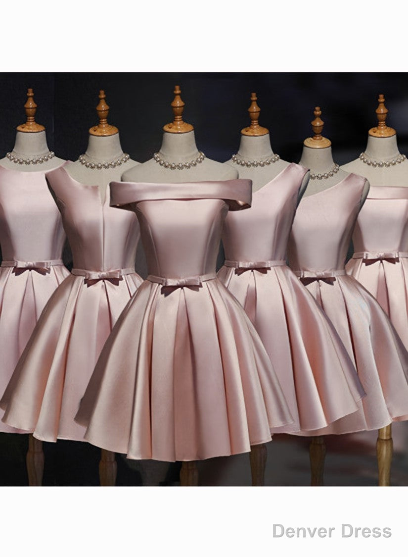 Lovely Pink Satin Short Homecoming Dress Prom Dress, Pink Short Prom Dresses