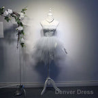 Lovely Pink Tulle Short Party Dress With Feather, Cute Pink Homecoming Dress