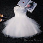 Lovely Pink Tulle Short Party Dress With Feather, Cute Pink Homecoming Dress