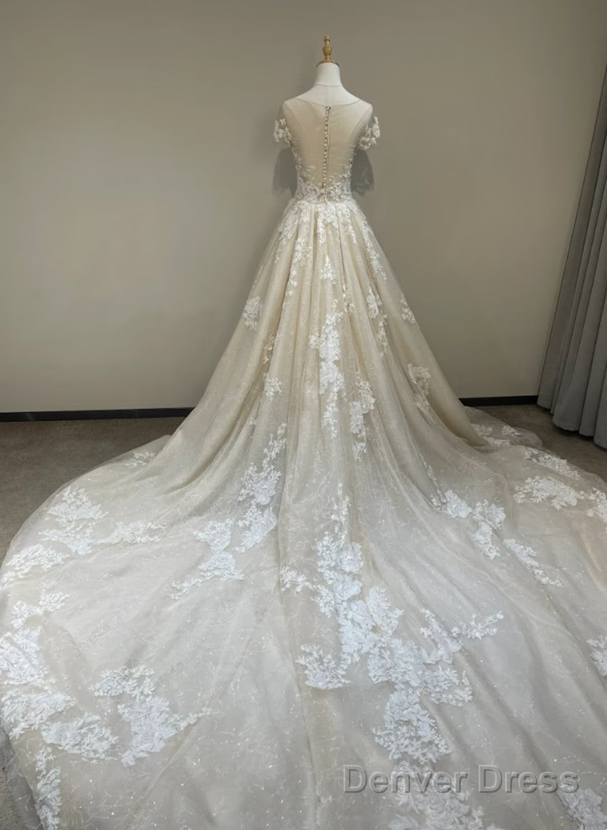 Lovely Round Neckline Tulle With Lace Applique Wedding Prom Dress, Tulle Wedding Dresses
