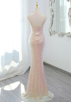 Lovely Sequins Mermaid Straps Long Prom Dress, Sequins Mermaid Prom Dresses