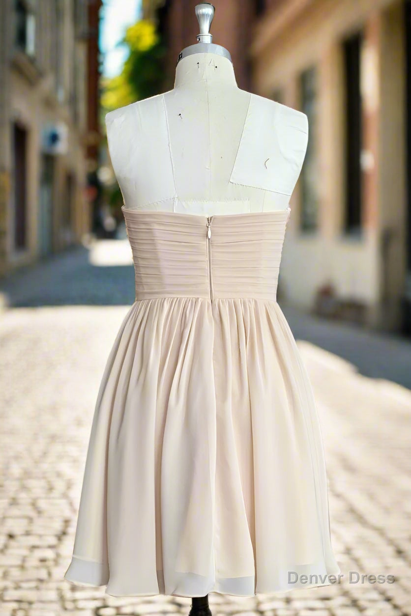 Lovely Short Chiffon Strapless Bridesmaid Dress Sweetheart Homecoming Dresses Secondary image