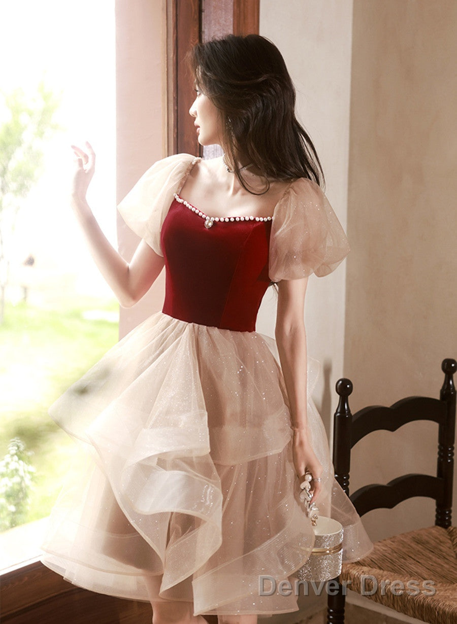 Lovely Short Sweetheart Beaded Prom Dress, Cute Short Graduation Dresses