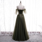 Lovely Simple Off Shoulder Straps Long Tulle Prom Dress, Simple Prom Dress