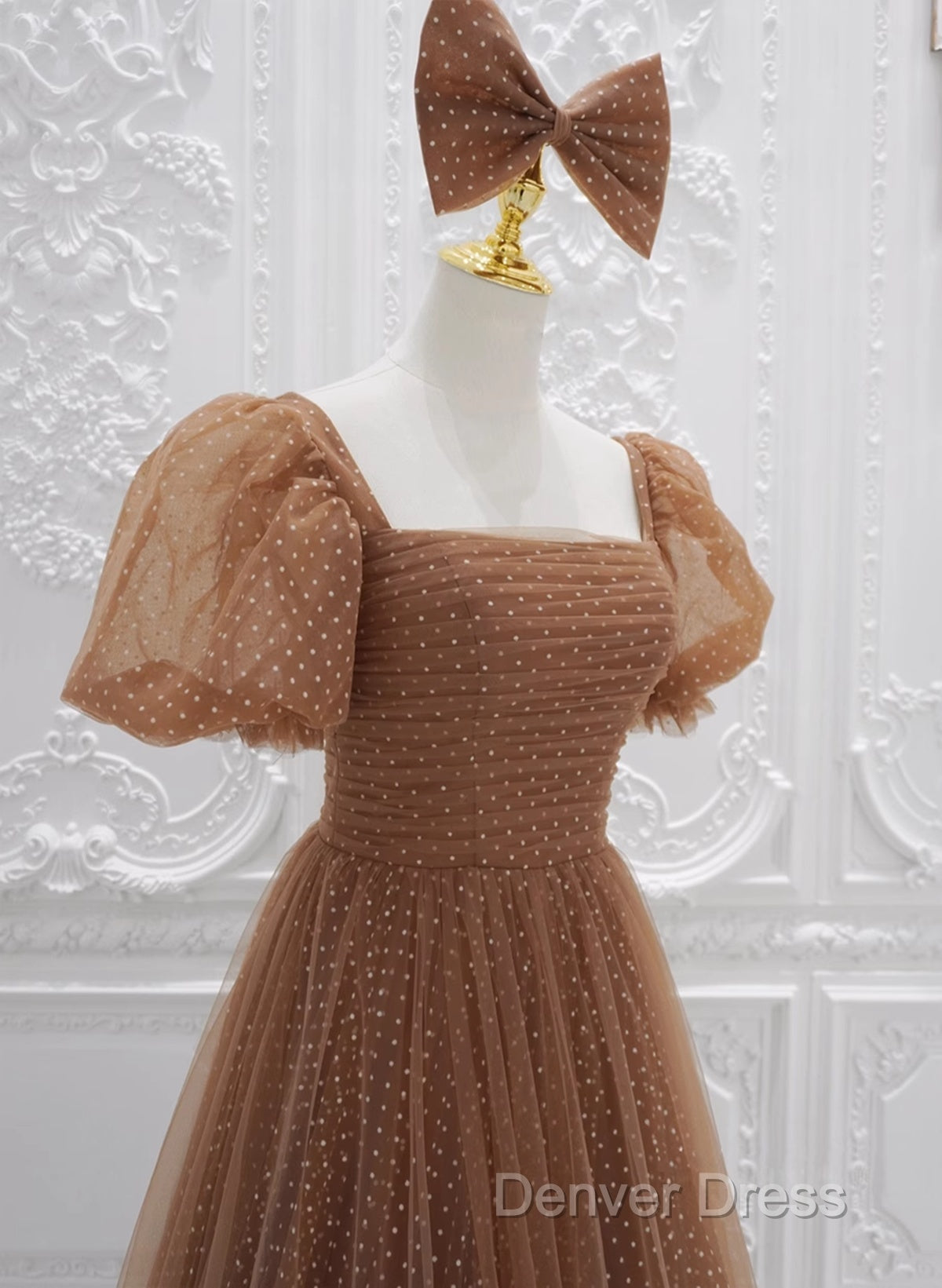 Lovely Simple Tulle Short Sleeves A-Line Party Dresses, Long Tulle Formal Dresses Evening Dresses Secondary image