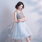 Lovely Sliver Grey Sequins Short Tulle Prom Dress Homecoming Dress, Grey Shiny Party Dresses