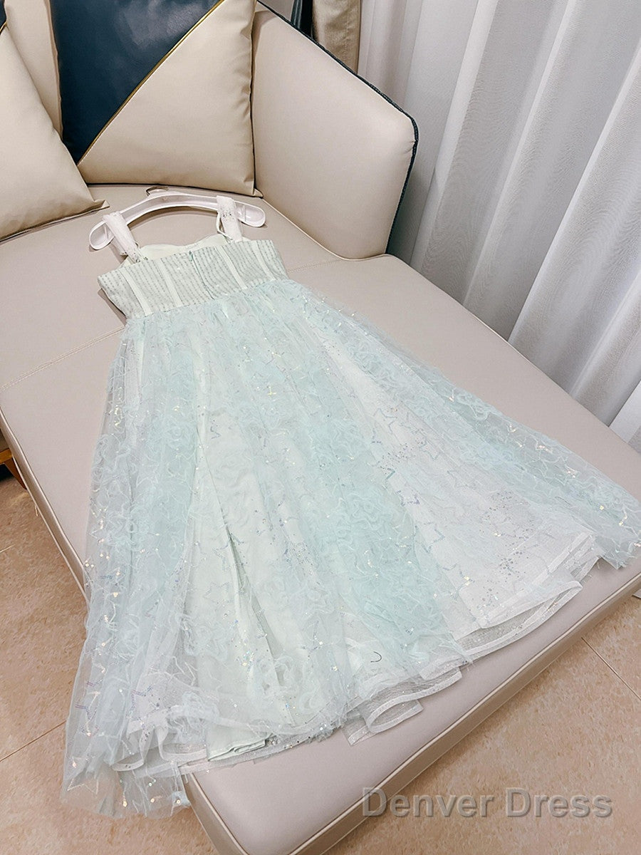 Lovely Sweethart Tulle Long A-Line Formal Dress, Light Blue Tulle Prom Dress