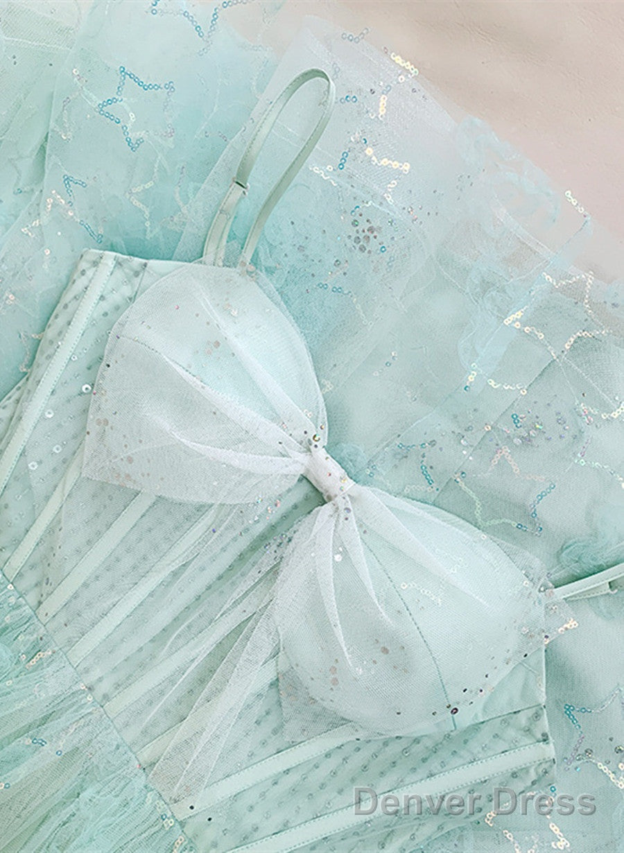 Lovely Sweethart Tulle Long A-Line Formal Dress, Light Blue Tulle Prom Dress Main image