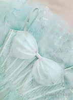 Lovely Sweethart Tulle Long A-Line Formal Dress, Light Blue Tulle Prom Dress