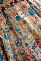 Lovely Sweetheart Floral Sequin Long Prom Dresses, A-Line Strapless Evening Dresses