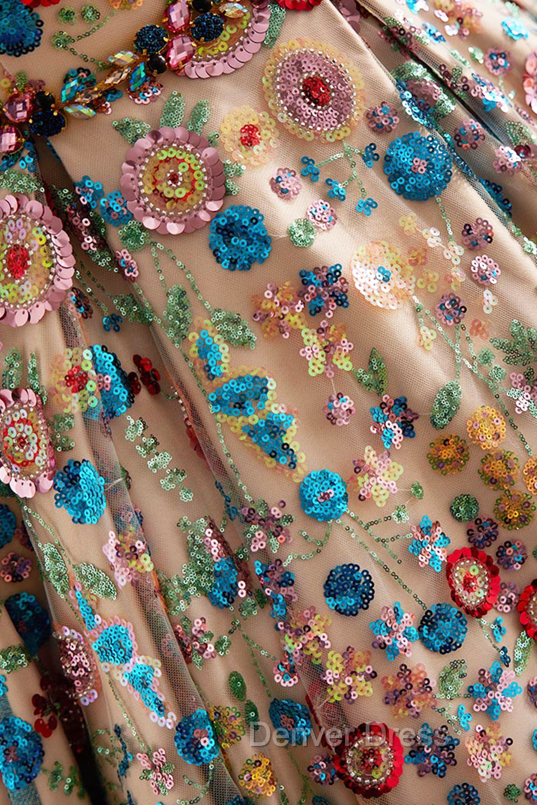 Lovely Sweetheart Floral Sequin Long Prom Dresses, A-Line Strapless Evening Dresses