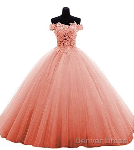 Lovely Tulle Ball Gowns Sweetheart Lace Applique Prom Dress, Quinceanera Dresses