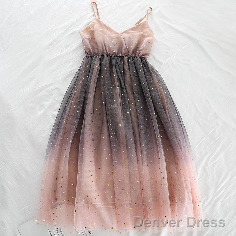 Lovely Tulle Gradient Cute Straps Women Dress, New Fashion Dress Secondary image