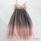 Lovely Tulle Gradient Cute Straps Women Dress, New Fashion Dress