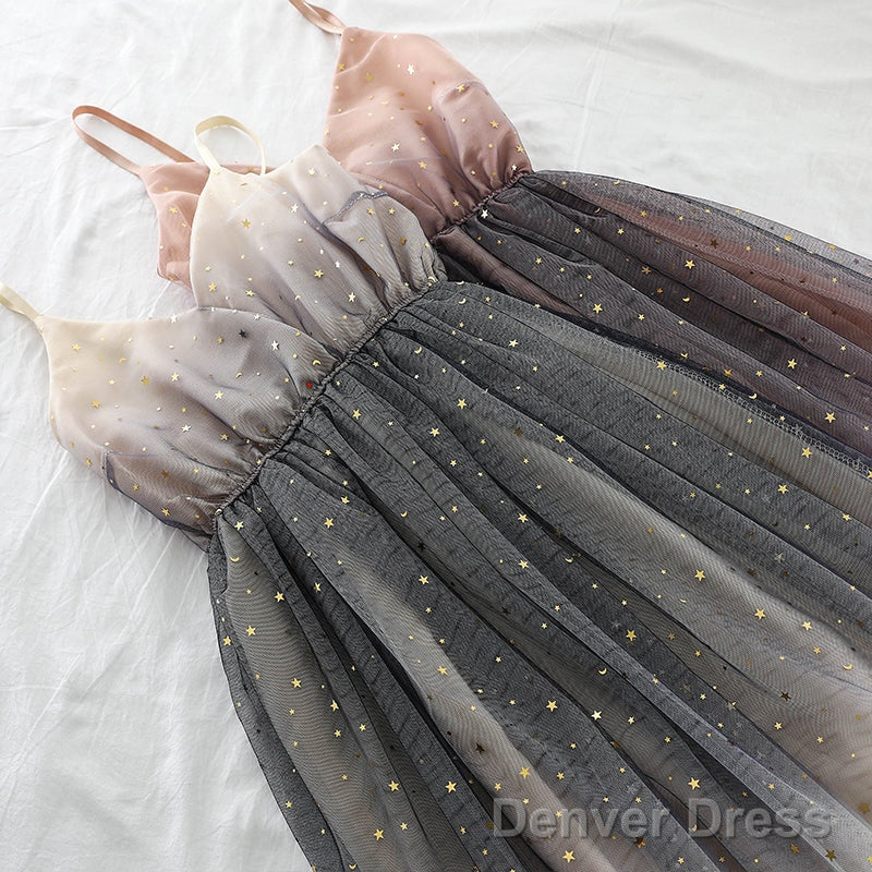 Lovely Tulle Gradient Cute Straps Women Dress, New Fashion Dress