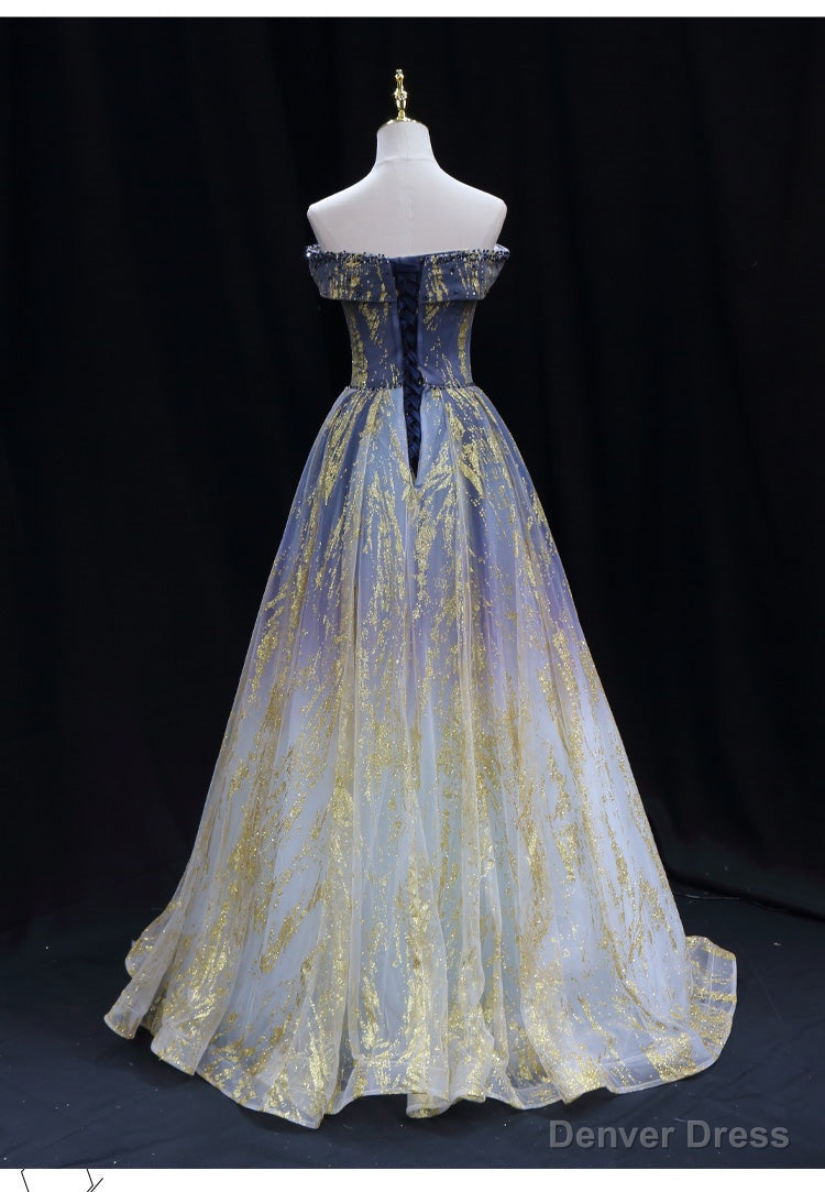 Lovely Tulle Gradient Long Prom Dress Prom Dress, Gradient Prom Dresses