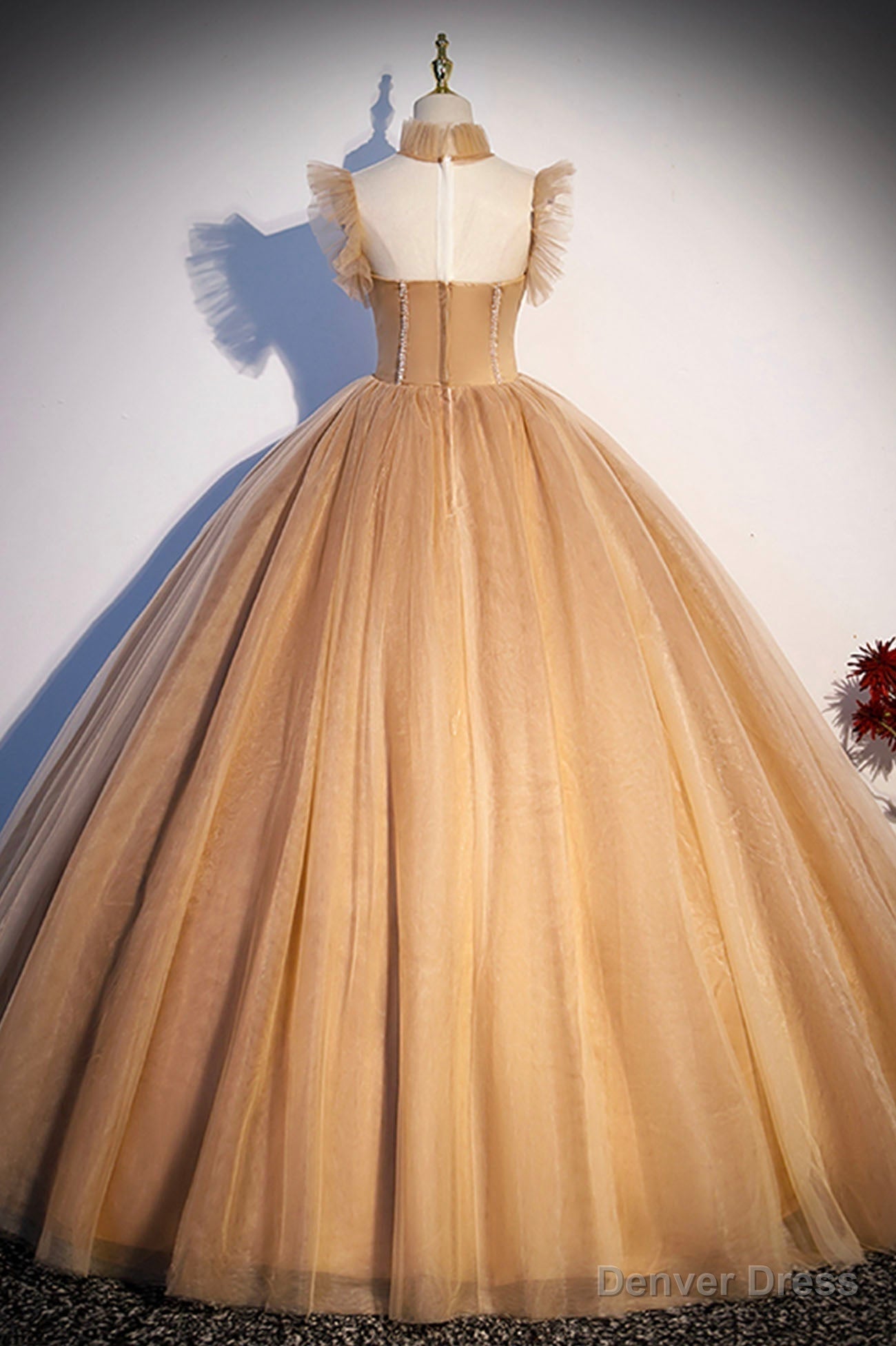Lovely Tulle Long Prom Dress, A Line Prom Dresses with Corset