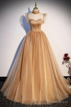 Lovely Tulle Long Prom Dress, A Line Prom Dresses with Corset
