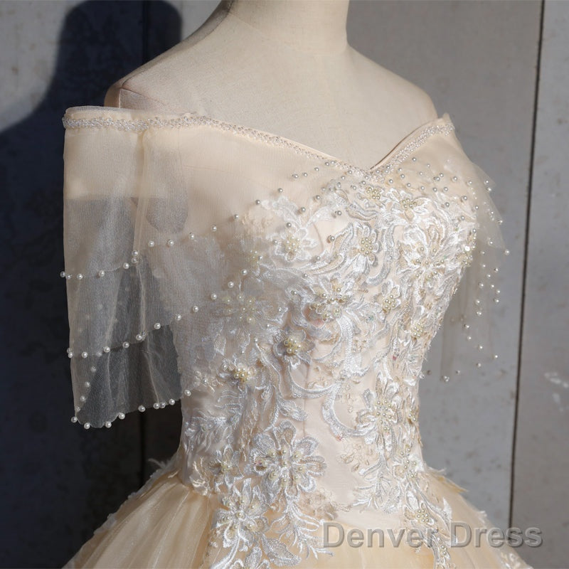 Lovely Tulle Long Sweetheart Champane Sweet 16 Dress, Long Formal Gown