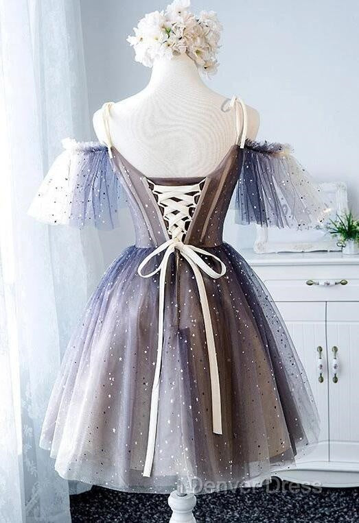 Lovely Tulle Offshoulder Short Prom Dresses, Lace Up Homecoming Dresses Secondary image