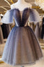 Lovely Tulle Offshoulder Short Prom Dress, Lace Up Homecoming Dresses