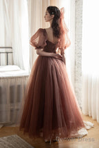 Lovely Tulle Puffy Sleeves Homecoming Dress Graduation Dress, A-Line Party Dress