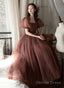 Lovely Tulle Puffy Sleeves Homecoming Dress Graduation Dress, A-Line Party Dress