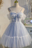 Lovely Tulle Spaghetti Strap Short Prom Dress, A Line Lace Homecoming Dresses