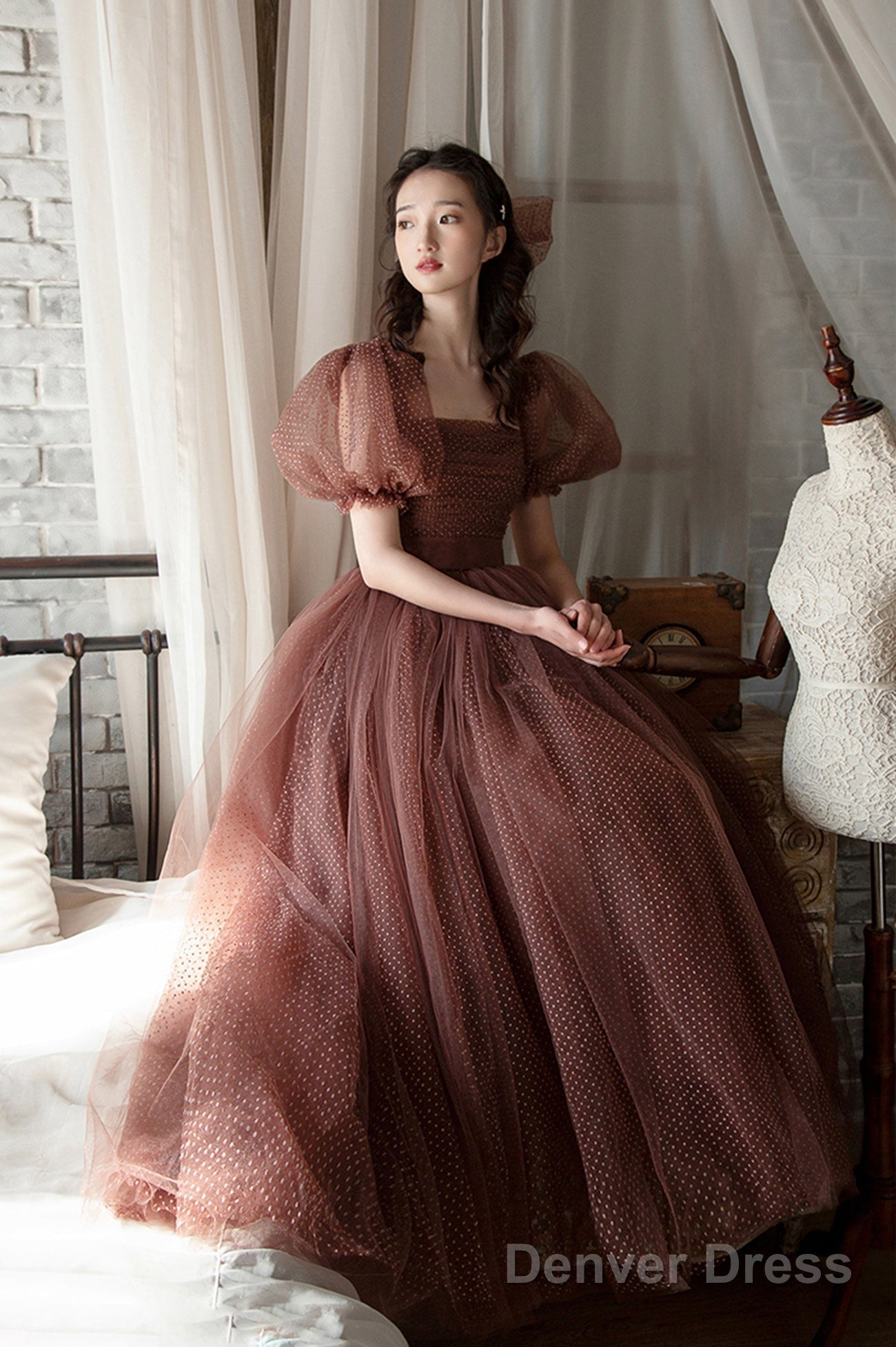 Lovely Tulle Tea Length Graduation Dress, A Line Prom Dresses Secondary image
