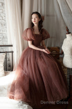 Lovely Tulle Tea Length Graduation Dress, A Line Prom Dresses