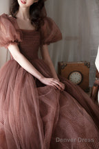 Lovely Tulle Tea Length Graduation Dress, A Line Prom Dresses