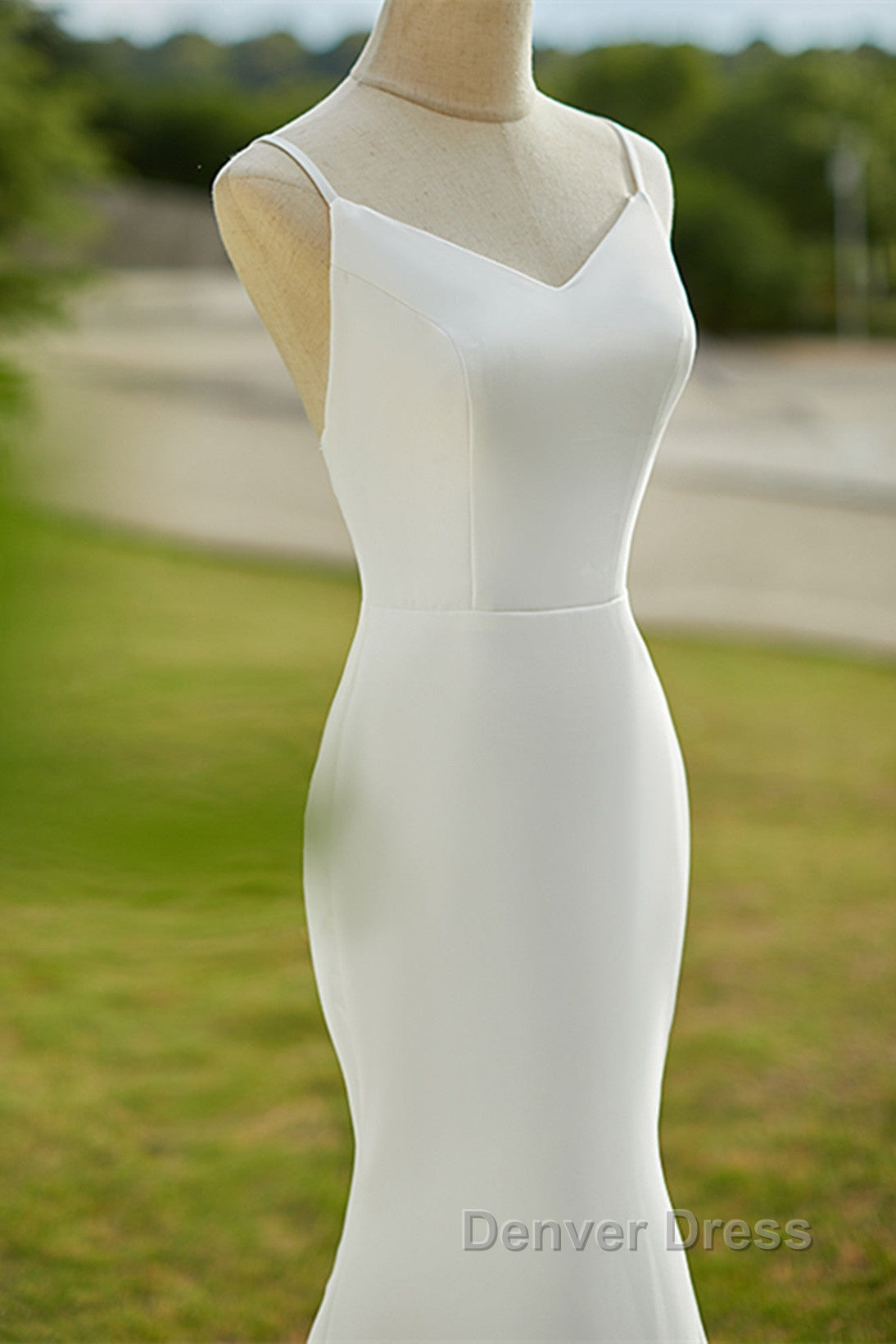 Lovely White Mermaid Straps Long Wedding Party Dresses, White Long Formal Dresses Secondary image