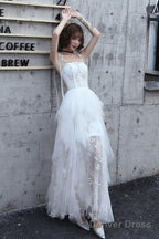 Lovely White Tulle Straps Layers Formal Dress Party Dress, White Evening Dresses