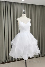 Lovely White Tulle V Neck Short Prom Dress,Homecoming Dresses