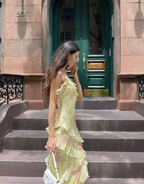 Lovely Yellow Ruffles Long Prom Dress