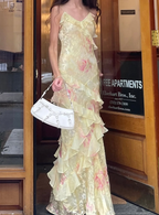 Lovely Yellow Ruffles Long Prom Dress