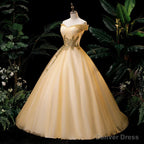 Lovey Champagne Beaded Ball Gowns Sweet 16 Dress Long Prom Dress shops