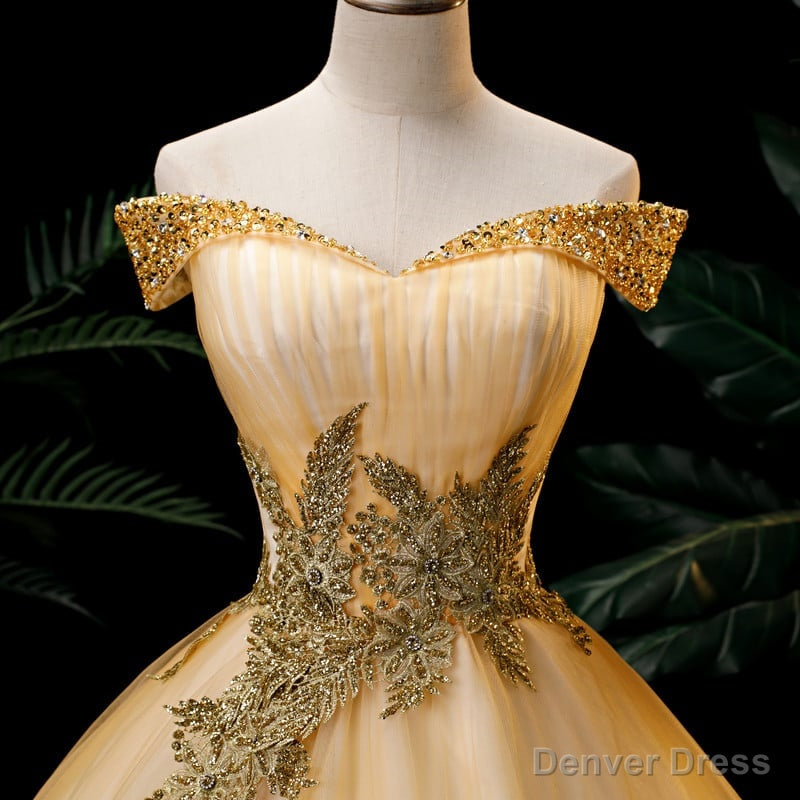 Lovey Champagne Beaded Ball Gowns Sweet 16 Dress Long Prom Dress shops