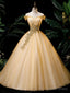 Lovey Champagne Beaded Ball Gowns Sweet 16 Dress Long Prom Dress shops